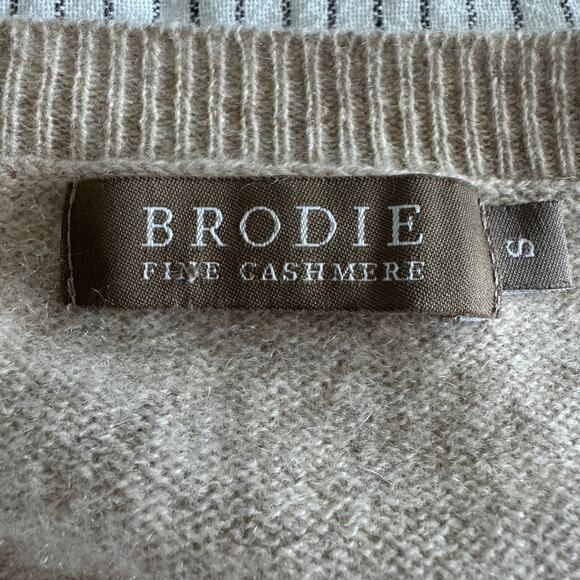 Brodie Fine Cashmere Sweater Size S Beige with Gold Paint Splatter Design - Picture 9 of 9